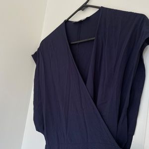 TYSA Garbo Wrap Dress In Navy Rayon Maxi Size 1